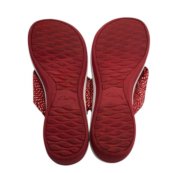 Clarks Cloudsteppers Womens Red Polka Dot Slide Sandals Size 8 Comfortable - Picture 6 of 6